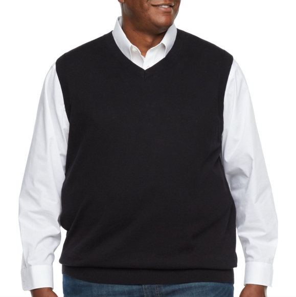 V Neck Knit Black Sweater Vest 